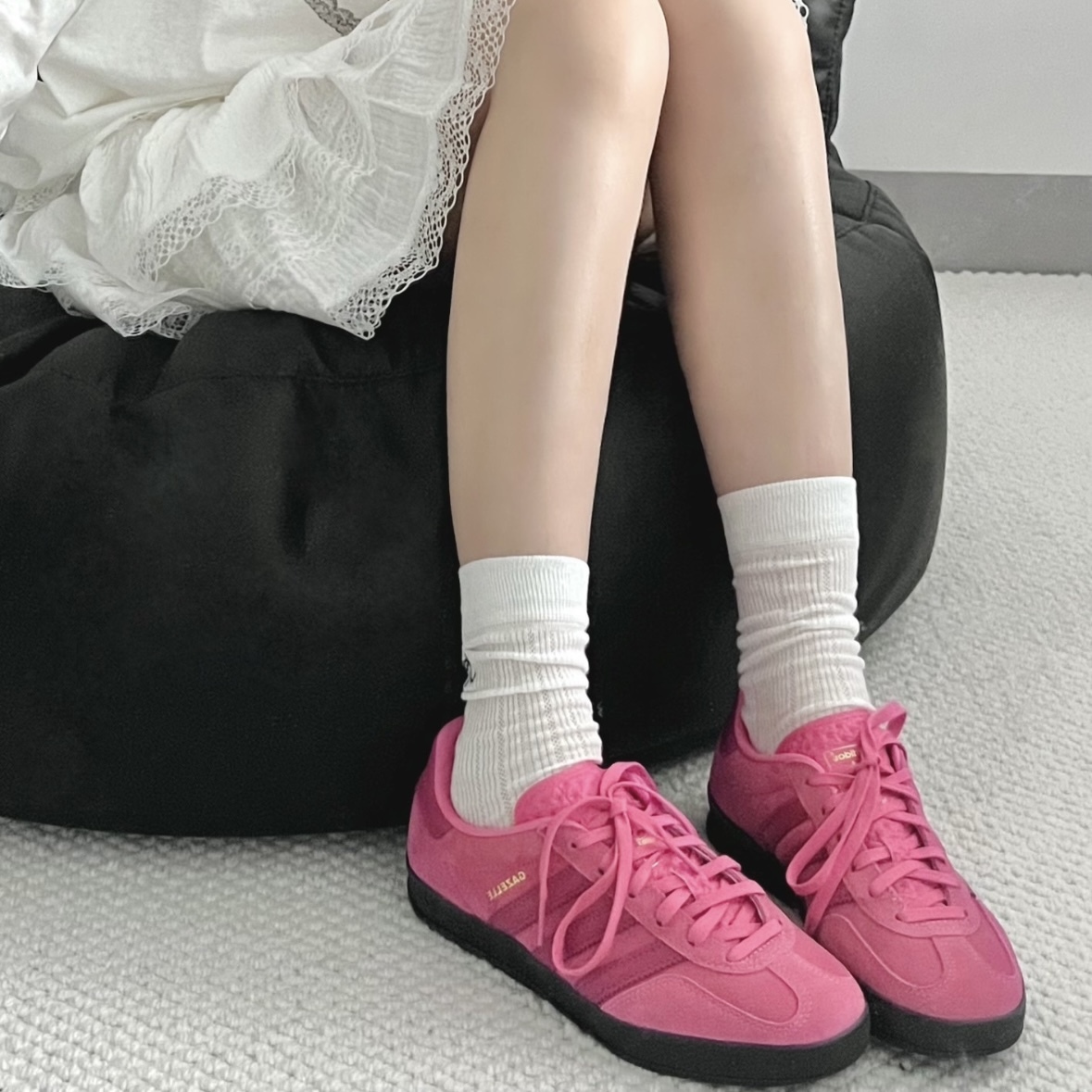 ADIDAS GAZELLE INDOOR 粉黑 桃粉 草莓熊 黑底 女鞋 休閒鞋  JI2585