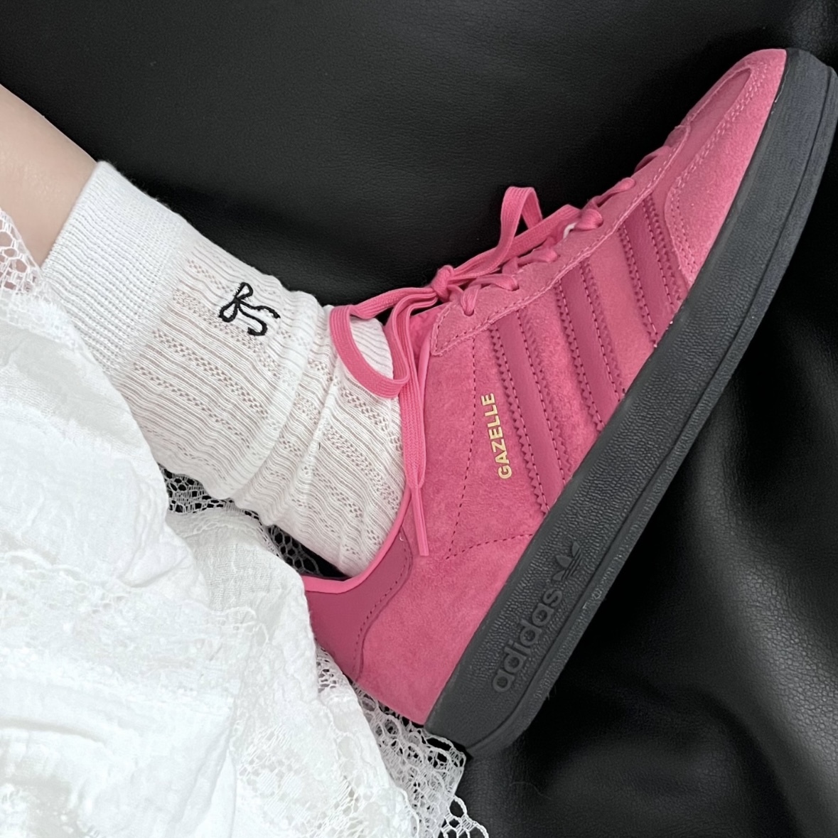 ADIDAS GAZELLE INDOOR 粉黑 桃粉 草莓熊 黑底 女鞋 休閒鞋  JI2585