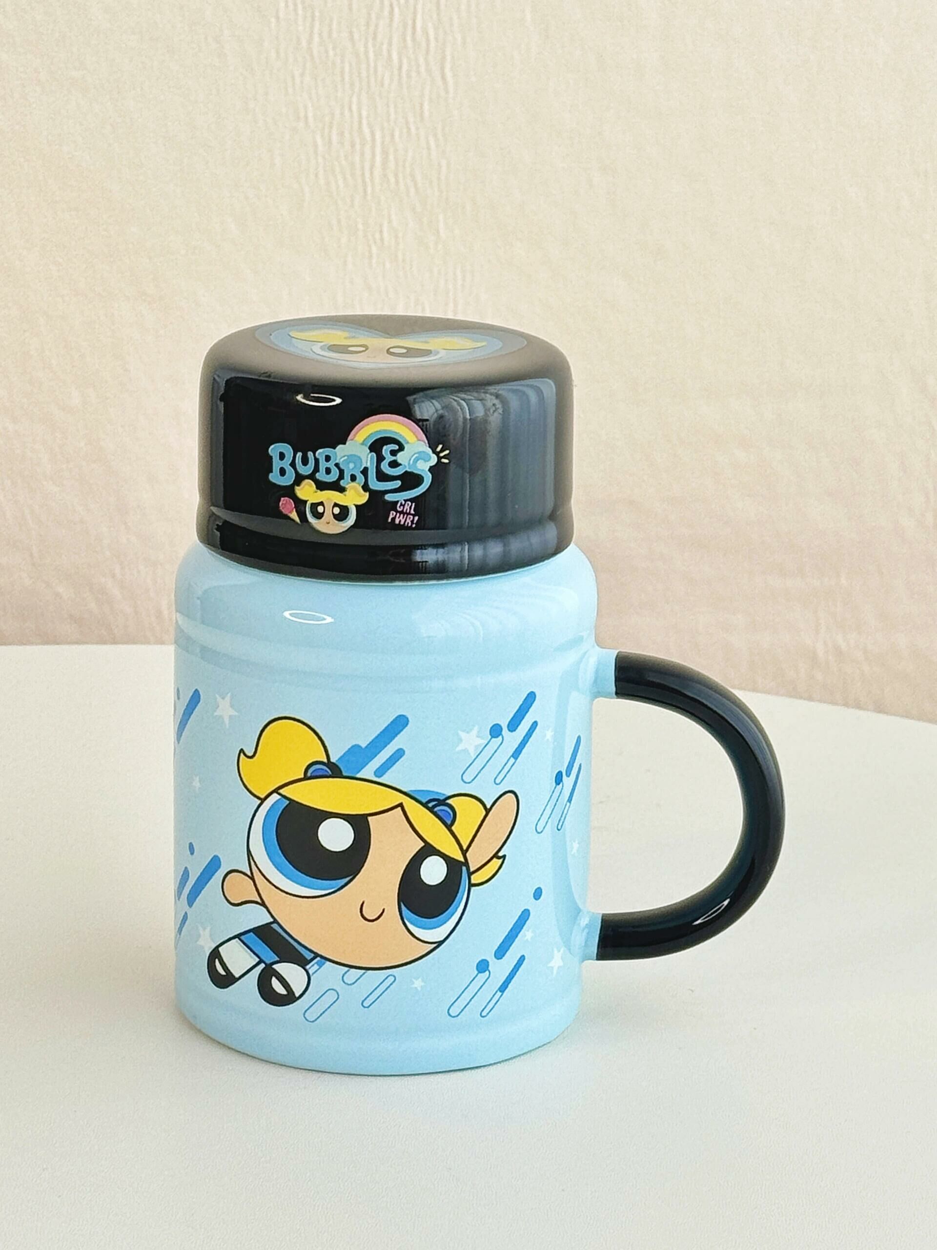 飛天小女警 正版授權 陶瓷馬克杯 附杯蓋 隨行杯 花花 泡泡 毛毛(任買兩件7-11免運)/預購