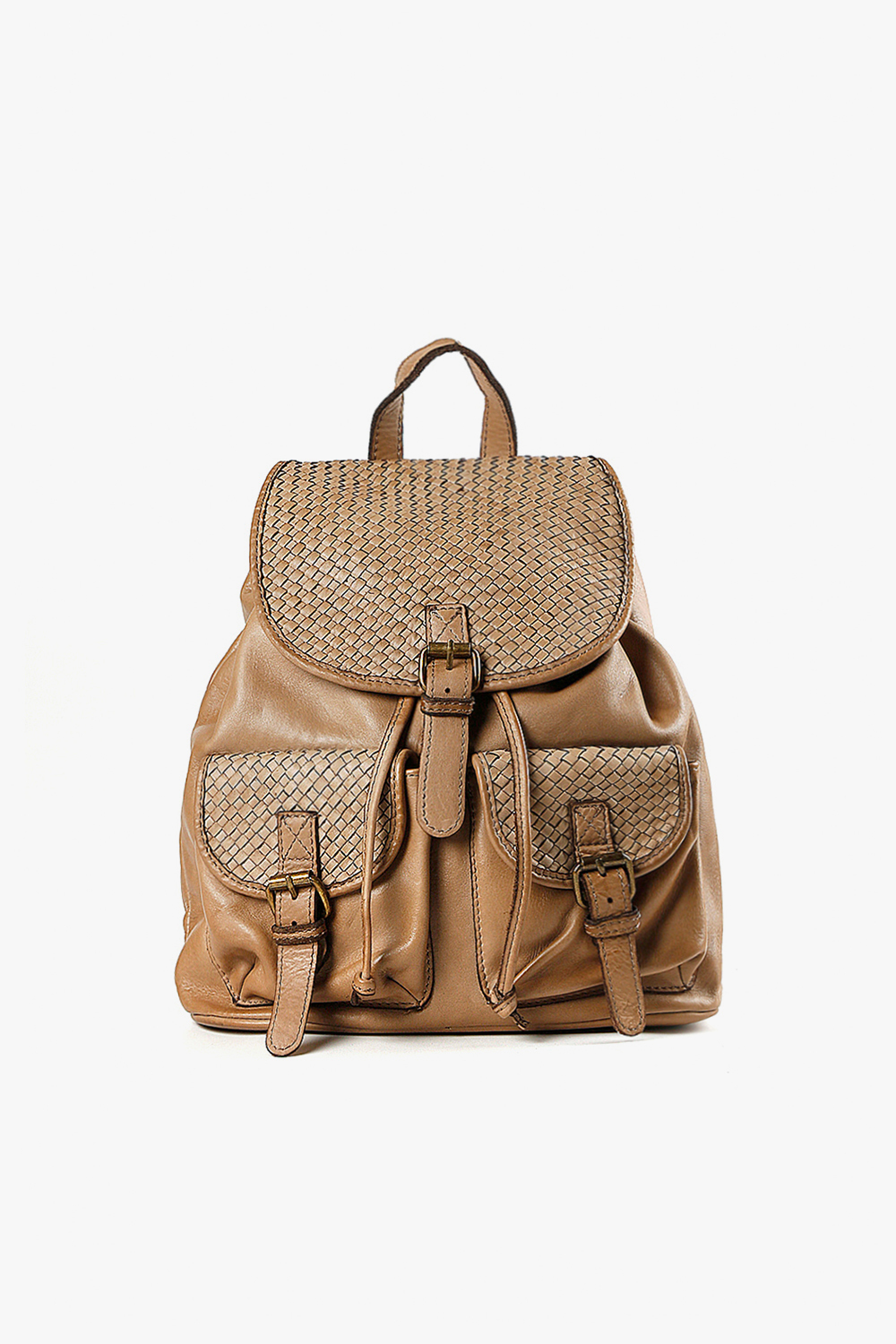 Bologna 編織後背包 卡其