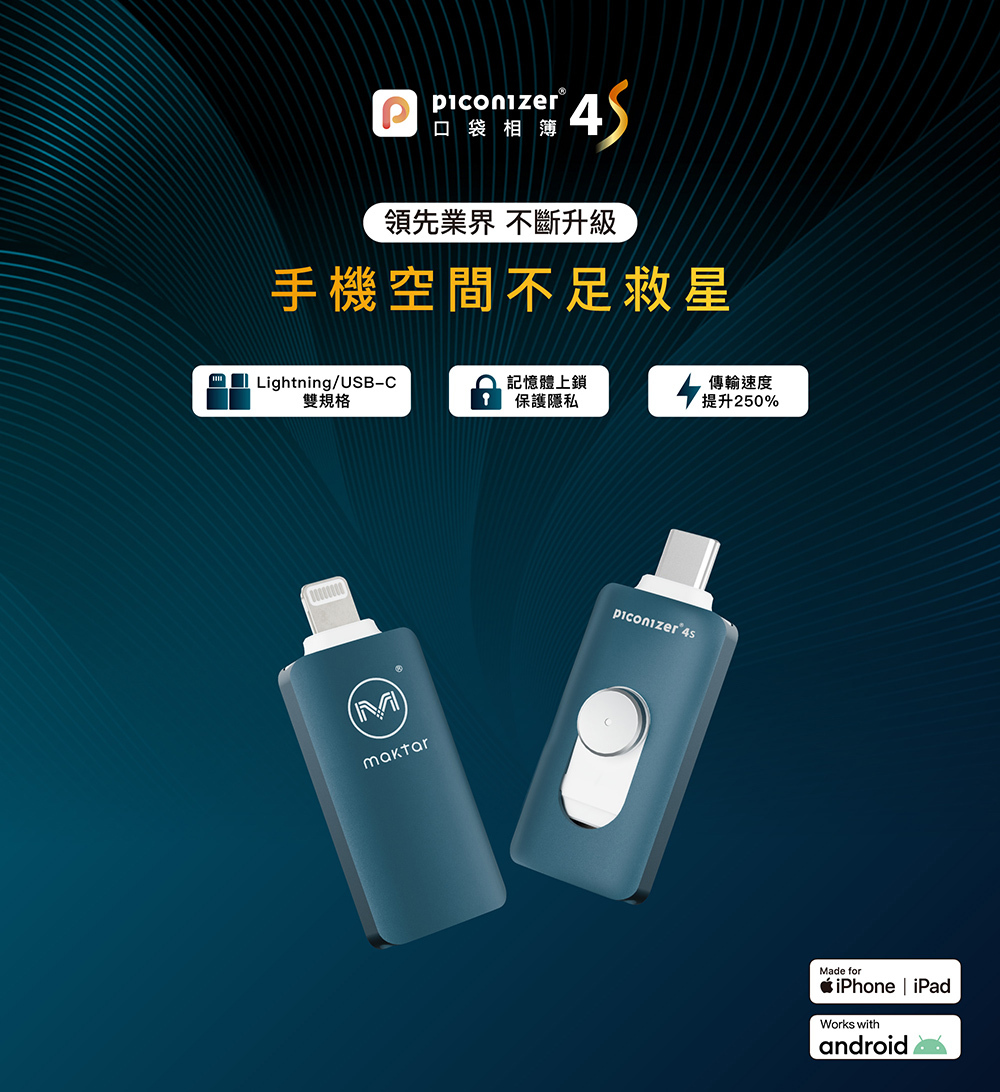 Maktar 口袋相簿Piconizer 4S 1TB 夜空綠支援USB 3 贈保護套＆轉接頭
