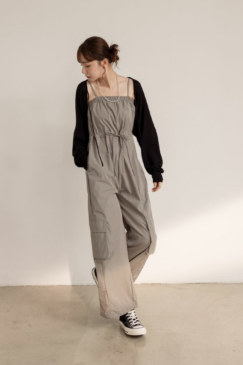 細肩平口連身工裝褲