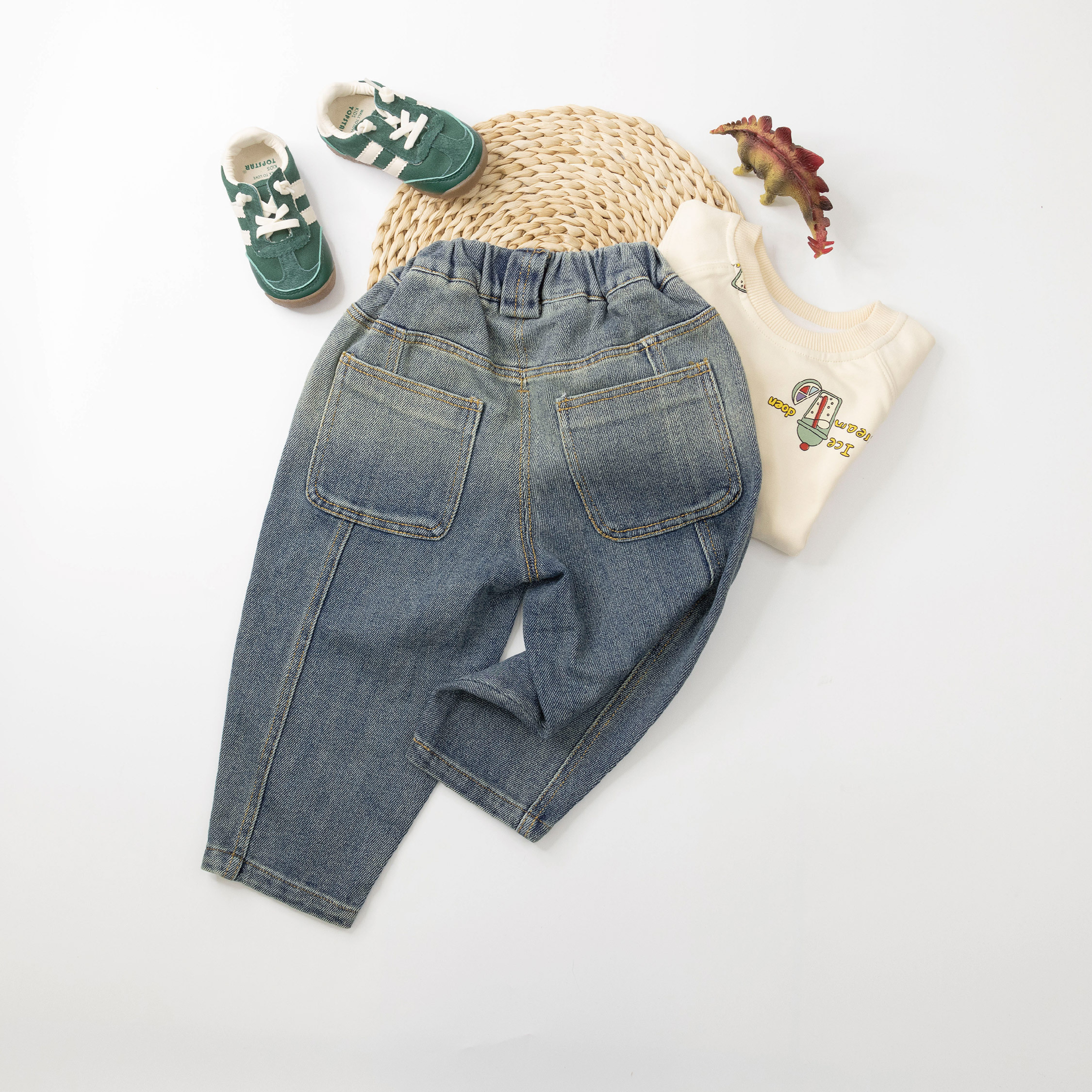 【H35093】漸層刷色設計質感牛仔褲