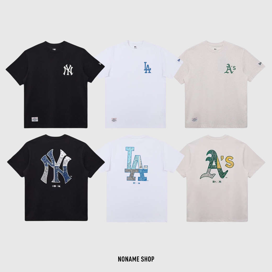 NEW ERA X MLB 聯名款 紐約洋基/洛杉磯道奇/奧克蘭運動家 拼接 腰果花 短袖 三色 (男款)