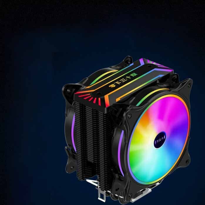 Desktop CPU Cooler Large Airflow Silent Cooling Fan (Blackened Model + Cover Plate Phantom RGB Temperature Control Dual Fan)