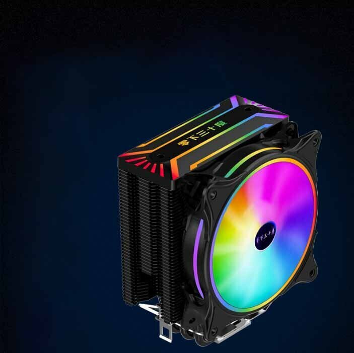 Desktop CPU Cooler Large Airflow Silent Cooling Fan (Blackened Model + Cover Plate RGB Temperature Control Single Fan)