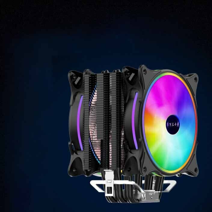 Desktop CPU Cooler Large Airflow Silent Cooling Fan (Blackened + Phantom RGB Temperature Control Dual Fan)