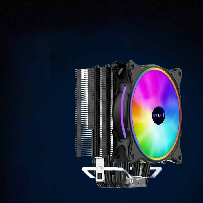 Desktop CPU Cooler Large Airflow Silent Cooling Fan (Blackened + Phantom RGB Temperature Control Single Fan)