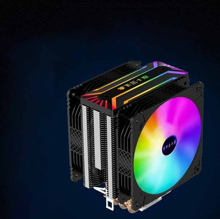Desktop CPU Cooler Large Airflow Silent Cooling Fan (Standard + Cover Plate RGB Temperature Control Dual Fan)