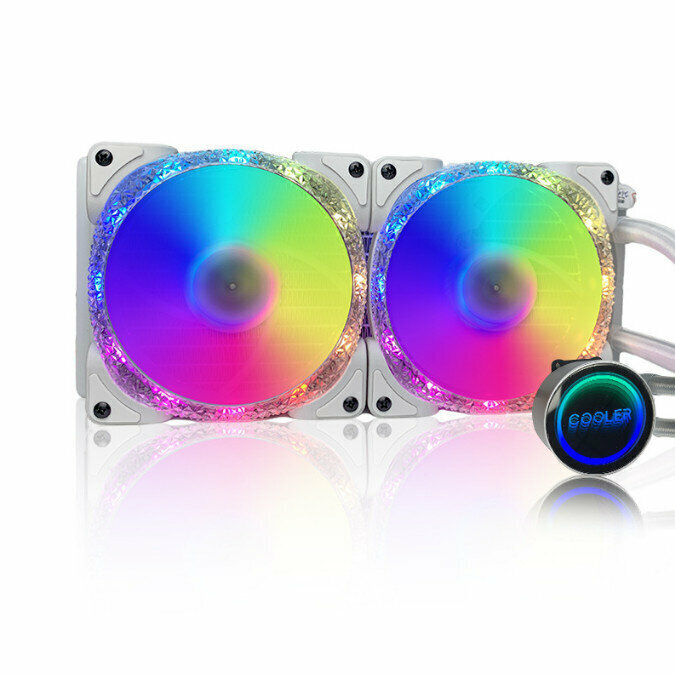 Computer Chassis CPU Water Cooling Cooler Dual-chamber Water Pump Row Silent Cooling Fan (White)