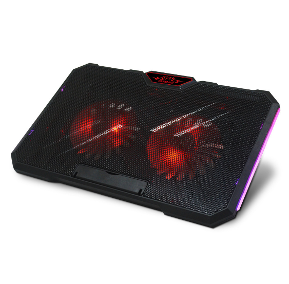 RGB Cool Lights Dual Turbo Silent Large Size Compatible Laptop Radiator Bracket (Black)