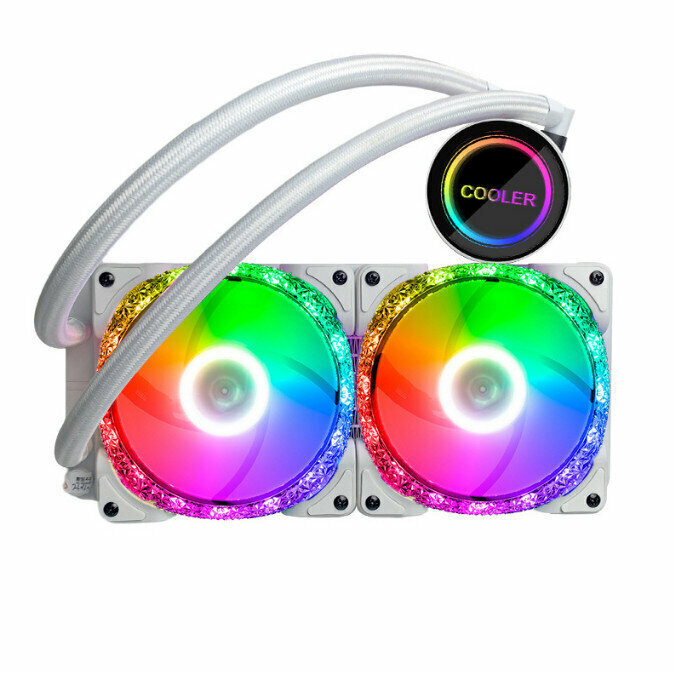 Computer Case, CPU Water Cooler, Large Airflow Silent Cooling Fan (White 240MM (5VARGB), 4pinPWM+Motherboard, 3-pin)