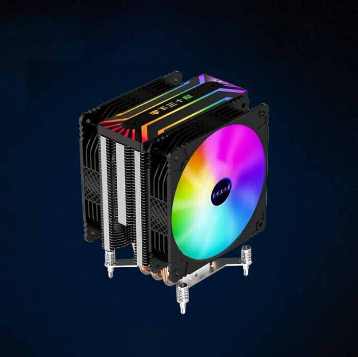 Desktop CPU Cooler Large Airflow Silent Cooling Fan (115X Cover Plate RGB Temperature Control Dual Fan)