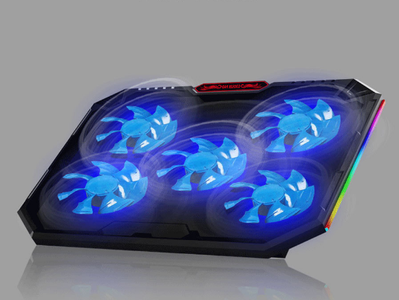 RGB 5-core ultra-quiet cooling LED large size compatible laptop base (black)