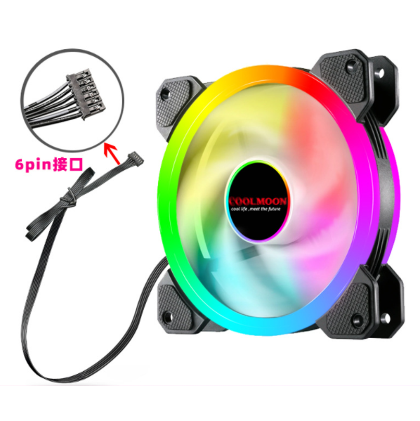Radiant RGB Fan 12cm Desktop Computer Cooling Fan LED Color-Changing Dual Aperture Silent Case Fan (Radiant RGB Fan [Controller Not Included])