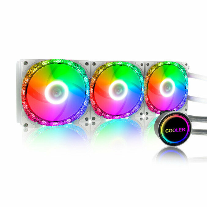 Computer Case, CPU Liquid Cooler, Large Airflow, Silent Cooling Fan(White 360MM (5VARGB), 4pinPWM+Motherboard, 3-pin)