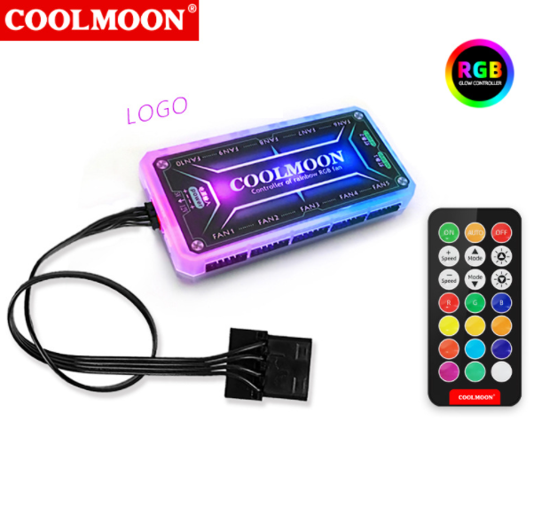 Radiance RGB Fan 12cm Desktop Computer Cooling Fan LED Color-Changing Dual Aperture Silent Case Fan (Control Board + Remote Control [Fan Not Included])