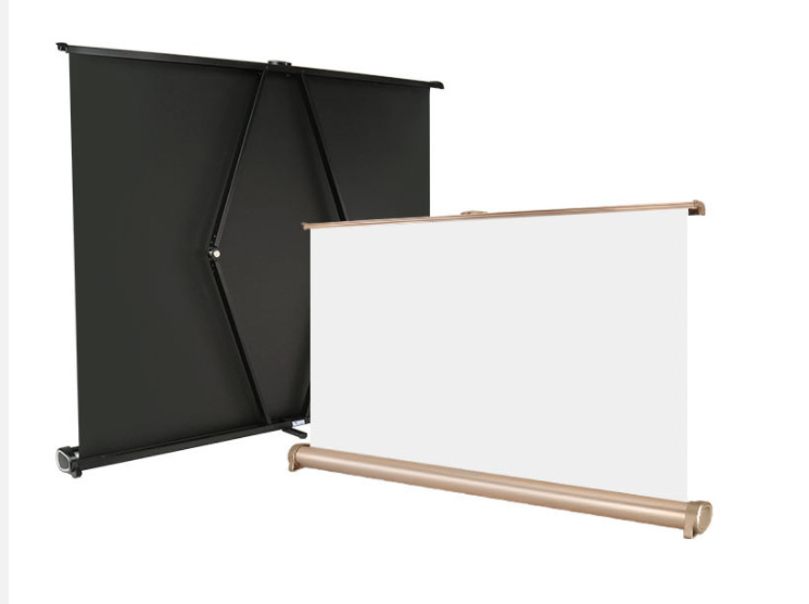 Table screen, outdoor portable pull screen, projector screen, 50-inch 4:3 white fiberglass table screen (random color)