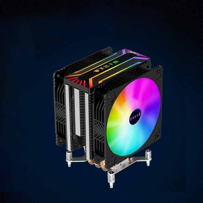 Desktop CPU Cooler Large Airflow Silent Cooling Fan (2011 Cover RGB Temperature Control Dual Fan)