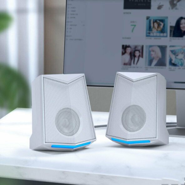 Computer Small Speaker Desktop USB Mini Notebook Home Speaker Subwoofer (White)