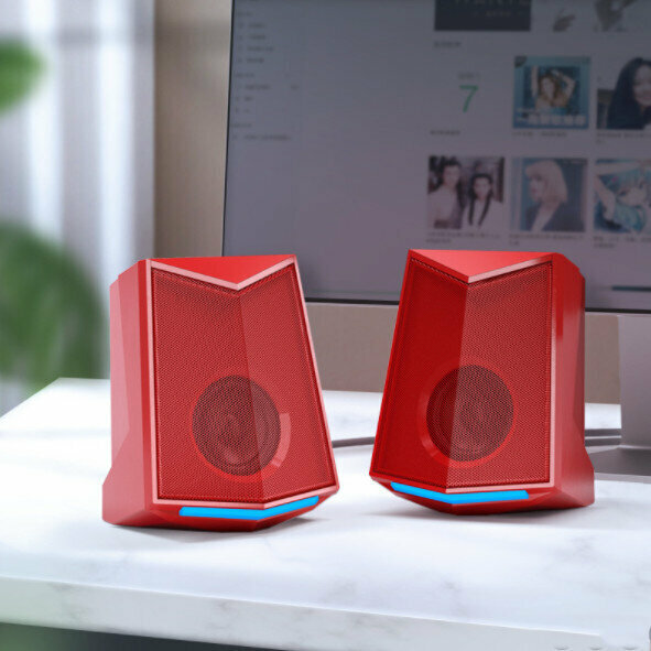 Computer Small Speaker Desktop USB Mini Notebook Home Speaker Subwoofer (Red)