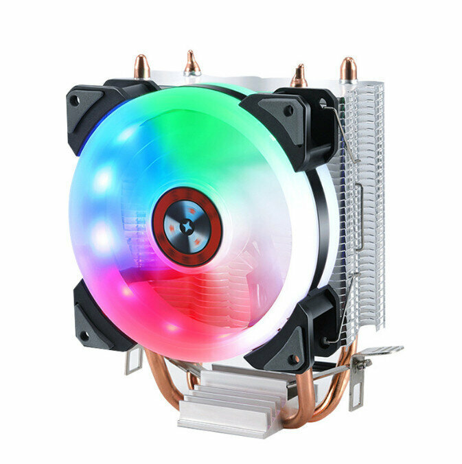Desktop Chassis High Efficiency CPU Cooler Large Air Volume Silent Cooling Fan (2 Copper Tubes (Aperture Color Light)