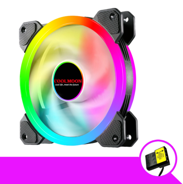 Radiant RGB Fan 12cm Desktop Computer Cooling Fan LED Color-Changing Dual-Aperture Silent Case Fan (Radiance Auto Color-Changing Version【No Controller Required】)