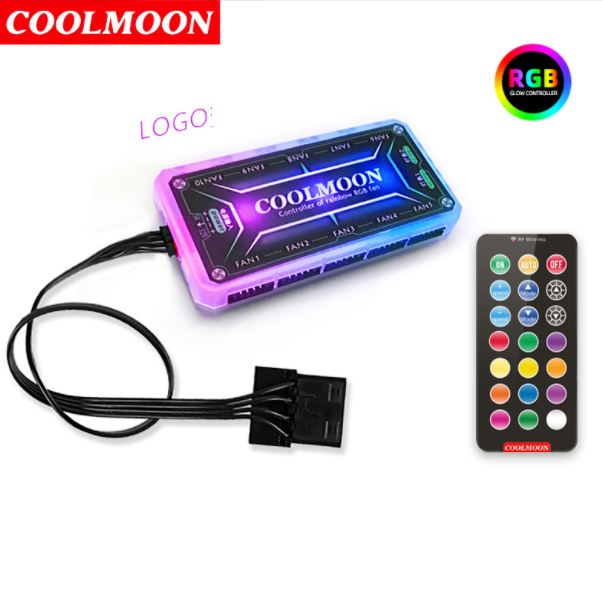Cool Moon Jade Ring RGB Case Fan 12cm Desktop Computer Cooling Fan Color-changing Eclipse Silent Fan (Standard Controller + Remote Control)