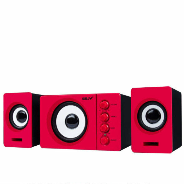 Desktop computer audio mini subwoofer mobile phone notebook universal 2.1 combination speaker (red)