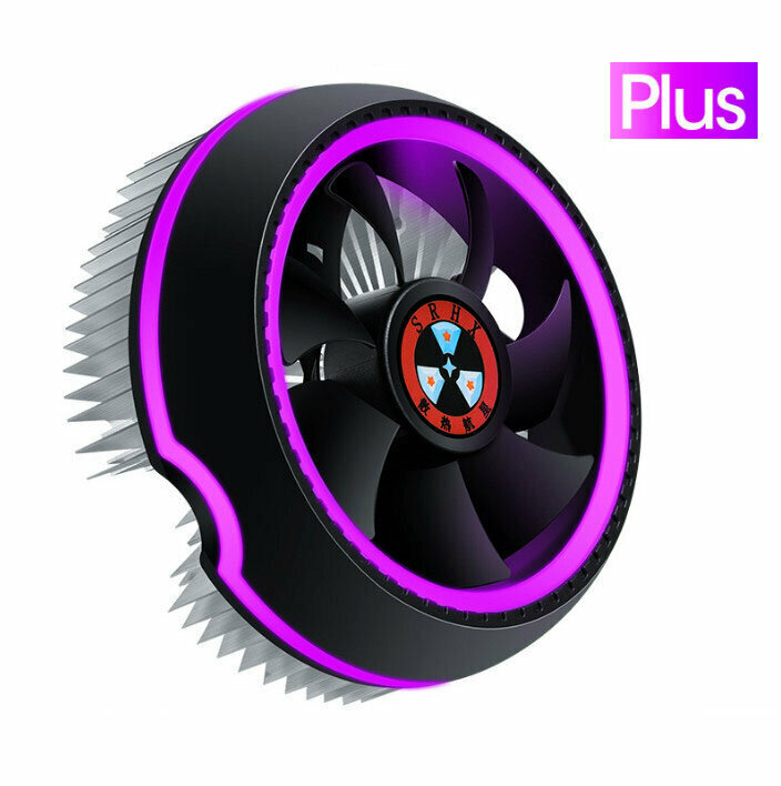 Desktop Chassis High Efficiency CPU Cooler Large Air Volume Silent Cooling Fan (Silver - Rose Purple)
