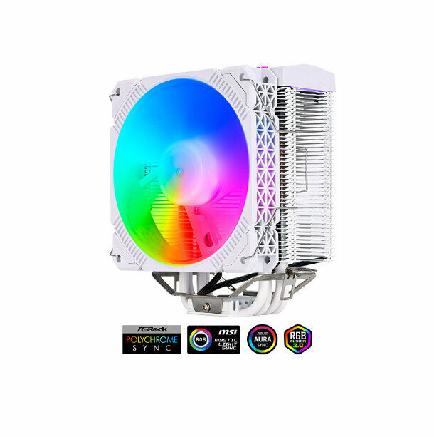 Desktop Chassis High Efficiency CPU Cooler Large Airflow Silent Cooling Fan (LC-400 (White) 5V Shenguang Sync)