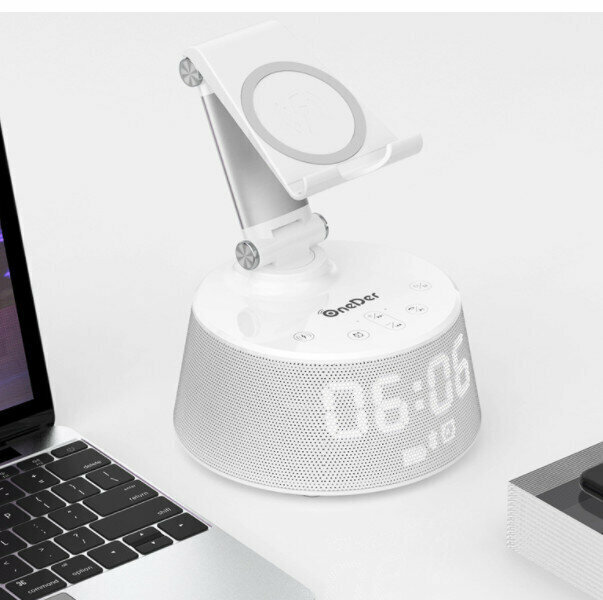 Portable Alarm Clock Phone Holder (White)