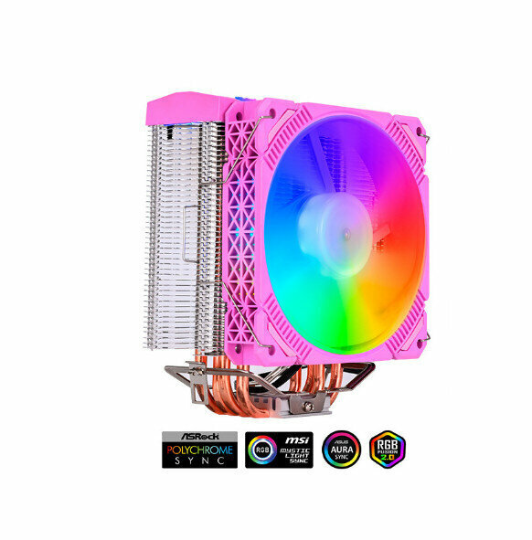 Desktop Chassis High Efficiency CPU Cooler Large Air Volume Silent Cooling Fan (LC-400 (Pink) 5V Shenguang Sync)