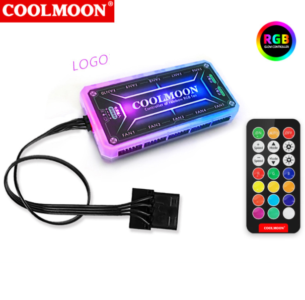 Cool Moon Amber Case Fan 12cm Desktop Silent Heat Dissipation Color-Changing Remote Control Color-Changing RGB Case Fan (Controller + Remote Control [For Fan])