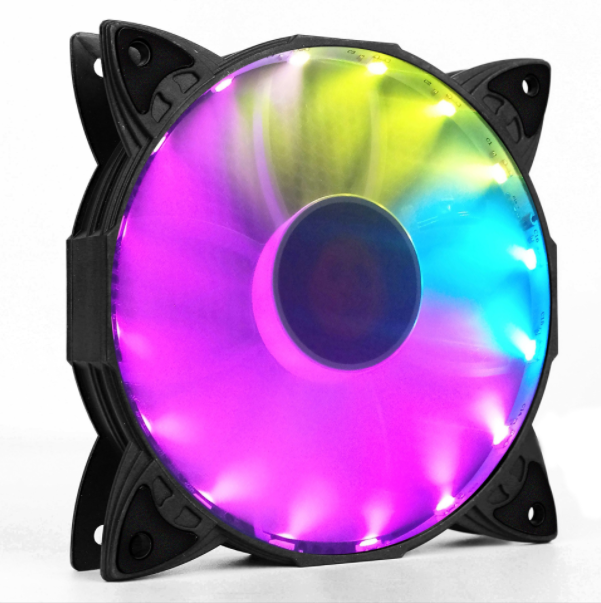 Cool Moon Amber Case Fan 12cm Desktop Silent Cooling Color-Changing Remote Control Color-Changing RGB Case Fan (Amber Colorful RGB Fan [Controller Required])