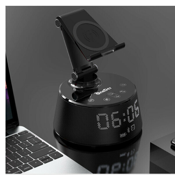Portable Alarm Clock Phone Holder (Black)