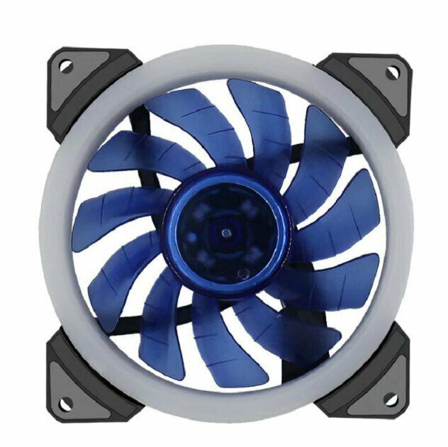 Transparent Illuminated Case Power Supply Cooling Fan (9CM Double Ring Blue Light)