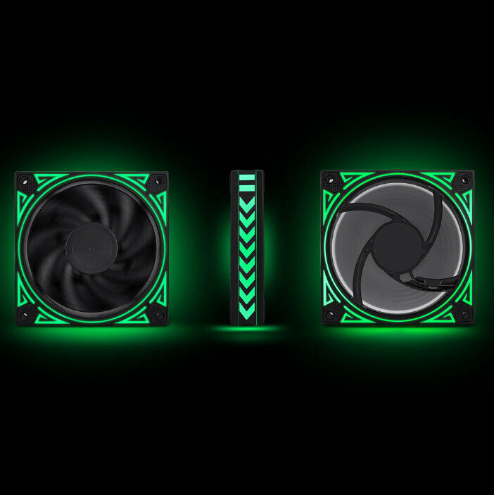 Computer Case Cooler RGB Optical Case Fan Radiator (Single Green (Small 3pin + Large 4pin))