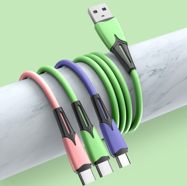 【2 packs】1-in-3 data cable 3-in-1 liquid charging cable for Apple Android Typec mobile phone fast charging cable (0.3m)