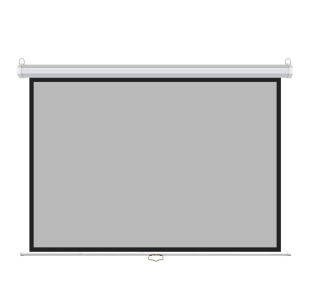 Wall-mounted manual self-locking screen portable projector screen 60 inch 16:9 hand pull self-locking gray fiberglass