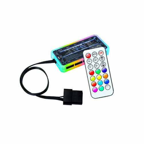 Desktop Case, Luminous Fan, LED Fan, Chassis Radiator (Standard Controller + Remote Control, One Set, Small 4pinPWM + Motherboard, 3 Pins)