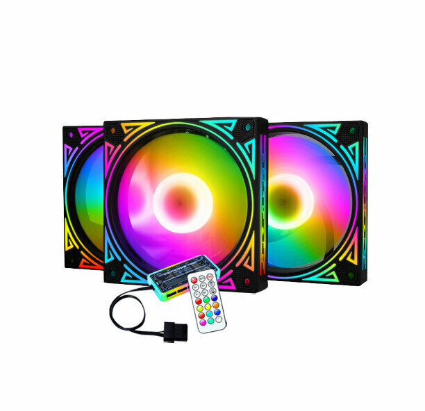 Desktop Case, Illuminated Fan, LED Fan, Case, Radiator (3 notes (one set of standard controller)), small 4pinPWM + motherboard 3 pins)