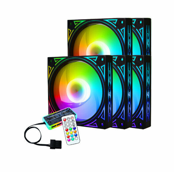 Desktop Case, Illuminated Fan, LED Fan, Case, Radiator (5 notes (1 set of standard controller)), small 4pinPWM + motherboard, 3 pins)