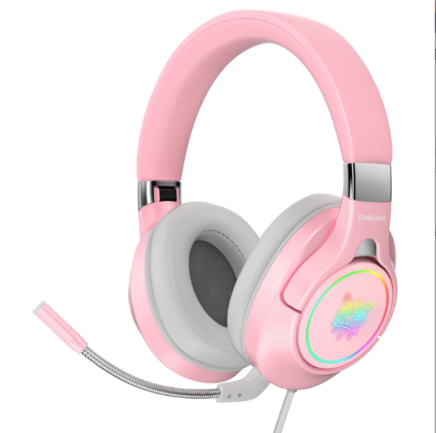 ONIKUMA K15 HEADSET WIRED HEADSET COMPUTER HEADSET GAMING HEADSET (PINK)