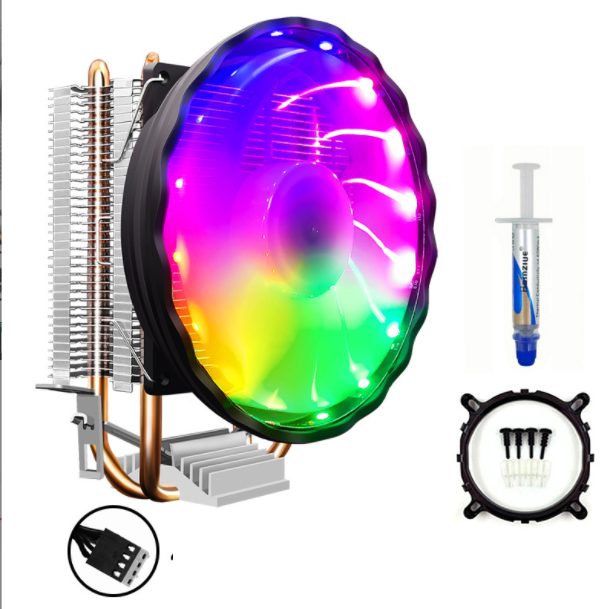 Ice Dragon CPU Cooler, Desktop Computer Host, Dual Copper Tube, Vertical 12cm Fan, Silent Heat Pipe, CPU Fan (Ice Dragon 4-Pin Temperature Control Interface)