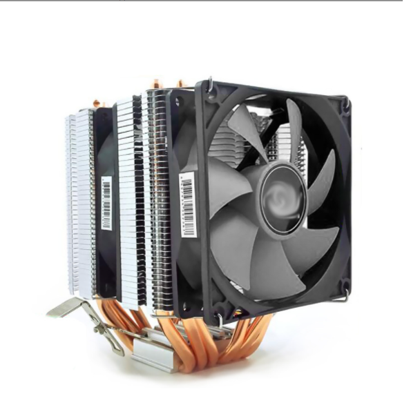 Cool Moon Six Copper Tube CPU Cooler Desktop Computer Twin Towers 6 Heat Pipes Luminous Heat Dissipation Silent CPU Fan (Six Copper Tubes, Dual Fans, No Light, Four Pin Temperature Control)