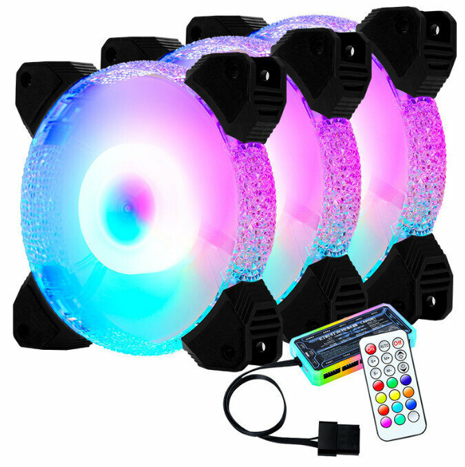 Computer Chassis Radiator Silent Chassis Fan (3 Diamonds (RGB6pin + a set of Luminous Controller))