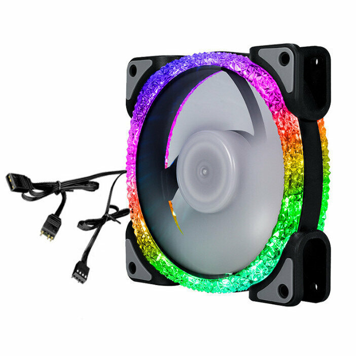 Computer Case Radiator ARGB Optical Case Fan Chromatic Radiator (Argb Motherboard Sync, Software Control (Small 4pin PWM + Small 3pin))
