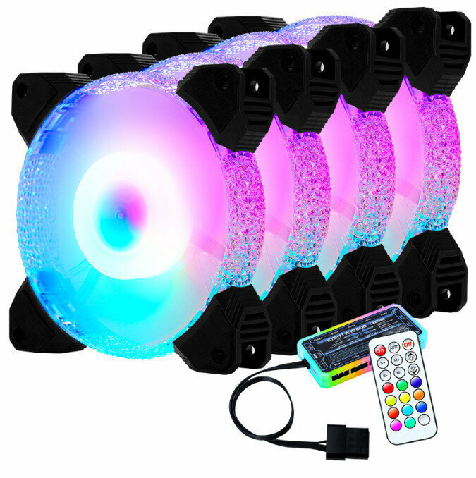 Computer Chassis Radiator Silent Chassis Fan (4 Diamonds (RGB6pin + One Set of Luminous Controller)