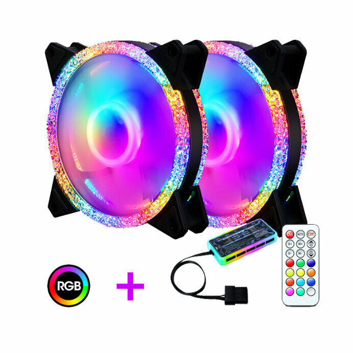 Computer Case Cooler ARGB Optical Case Fan Radiator (2 Fans + Controller)